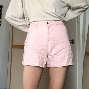 Pink denim shorts